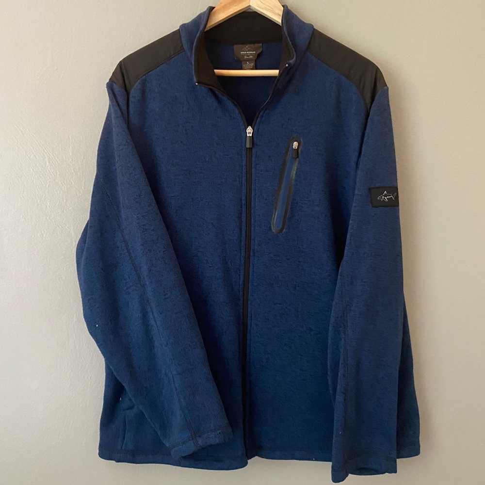 Greg Norman for Tasso Elba Full Zip Mock Neck Sweater Shark